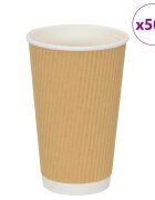 vidaXL Хартиени чаши за кафе 500 бр. 16oz 400ml Кафяво