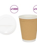 vidaXL Хартиени чаши за кафе с капачки 1000 бр. 12oz 300ml