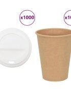 vidaXL Хартиени чаши за кафе с капачки 1000 бр. 12oz 300ml