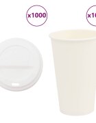 vidaXL хартиени чаши за кафе с капачки 1000 бр. 16oz 400ml