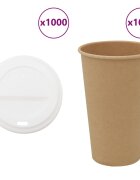 vidaXL хартиени чаши за кафе с капачки 1000 бр. 16oz 400ml
