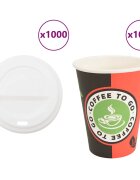 vidaXL хартиени чаши за кафе с капачки 1000 бр. 4oz 100ml