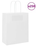 vidaXL Хартиени торбички 250 бр с дръжки бели 18x8x22 см