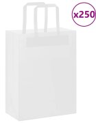 vidaXL Хартиени торбички 250 бр с дръжки бели 21x11x28 см