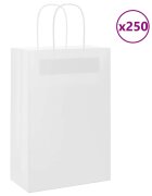 vidaXL Хартиени торбички 250 бр с дръжки бели 21x11x31 см