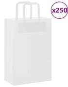 vidaXL Хартиени торбички 250 бр с дръжки бели 21x11x31 см