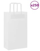 vidaXL Хартиени торбички 250 бр с дръжки бели 21x11x36 см