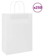 vidaXL Хартиени торбички 250 бр с дръжки бели 26x12x35 см
