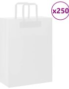 vidaXL Хартиени торбички 250 бр с дръжки бели 26x12x35 см