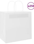 vidaXL Хартиени торбички 250 бр с дръжки бели 26x17x25 см