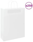 vidaXL Хартиени торбички 250 бр с дръжки бели 32x12x42 см