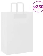 vidaXL Хартиени торбички 250 бр с дръжки бели 32x17x44 см