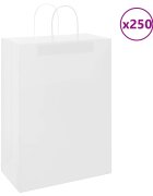 vidaXL Хартиени торбички 250 бр с дръжки бели 32x17x44 см