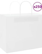 vidaXL Хартиени торбички 250 бр с дръжки бели 32x22x24 см