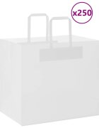 vidaXL Хартиени торбички 250 бр с дръжки бели 32x22x28 см