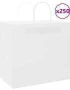 vidaXL Хартиени торбички 250 бр с дръжки бели 32x22x28 см