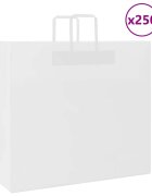 vidaXL Хартиени торбички 250 бр с дръжки бели 54x15x49 см