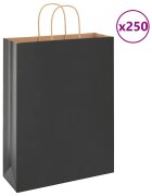 vidaXL Хартиени торбички 250 бр с дръжки черни 32x12x42 см