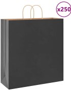 vidaXL Хартиени торбички 250 бр с дръжки черни 45x17x48 см