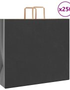 vidaXL Хартиени торбички 250 бр с дръжки черни 54x15x49 см