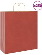 vidaXL Хартиени торбички 250 бр с дръжки червени 45x17x48 см