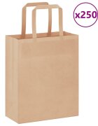 vidaXL Хартиени торбички 250 бр с дръжки кафяви 18x8x22 см