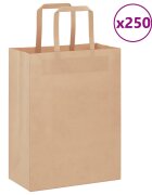 vidaXL Хартиени торбички 250 бр с дръжки кафяви 21x11x28 см