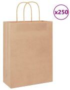 vidaXL Хартиени торбички 250 бр с дръжки кафяви 26x12x35 см