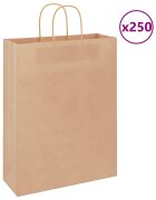 vidaXL Хартиени торбички 250 бр с дръжки кафяви 32x12x42 см
