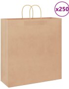 vidaXL Хартиени торбички 250 бр с дръжки кафяви 45x17x48 см