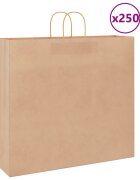 vidaXL Хартиени торбички 250 бр с дръжки кафяви 54x15x49 см