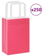 vidaXL Хартиени торбички 250 бр с дръжки розови 15x8x21 см