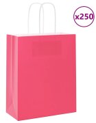 vidaXL Хартиени торбички 250 бр с дръжки розови 18x8x22 см