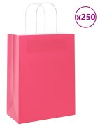 vidaXL Хартиени торбички 250 бр с дръжки розови 21x11x28 см