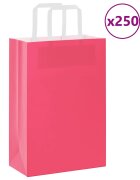 vidaXL Хартиени торбички 250 бр с дръжки розови 21x11x31 см