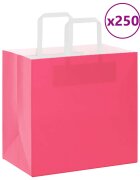 vidaXL Хартиени торбички 250 бр с дръжки розови 26x17x25 см