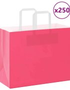 vidaXL Хартиени торбички 250 бр с дръжки розови 32x17x25 см
