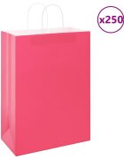 vidaXL Хартиени торбички 250 бр с дръжки розови 32x17x44 см