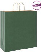 vidaXL Хартиени торбички 250 бр с дръжки зелени 45x17x48 см