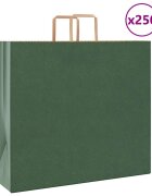 vidaXL Хартиени торбички 250 бр с дръжки зелени 54x15x49 см