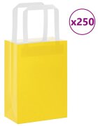 vidaXL Хартиени торбички 250 бр с дръжки жълти 15x8x21 см