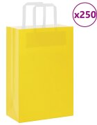 vidaXL Хартиени торбички 250 бр с дръжки жълти 21x11x31 см