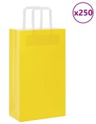 vidaXL Хартиени торбички 250 бр с дръжки жълти 21x11x36 см