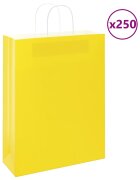 vidaXL Хартиени торбички 250 бр с дръжки жълти 32x12x42 см