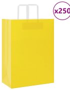 vidaXL Хартиени торбички 250 бр с дръжки жълти 32x17x44 см