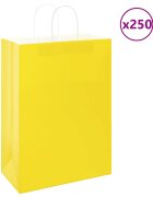 vidaXL Хартиени торбички 250 бр с дръжки жълти 32x17x44 см