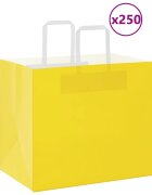 vidaXL Хартиени торбички 250 бр с дръжки жълти 32x22x28 см