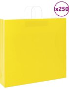 vidaXL Хартиени торбички 250 бр с дръжки жълти 54x15x49 см