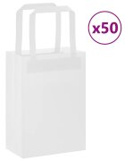 vidaXL Хартиени торбички 50 бр с дръжки бели 15x8x21 см