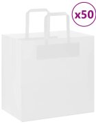 vidaXL Хартиени торбички 50 бр с дръжки бели 26x17x25 см